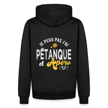 je peux pas j ai pétanque et apéro Humour petanque - Sweat à capuche Premium bio Homme - noir - Dos - Nico (187cm)