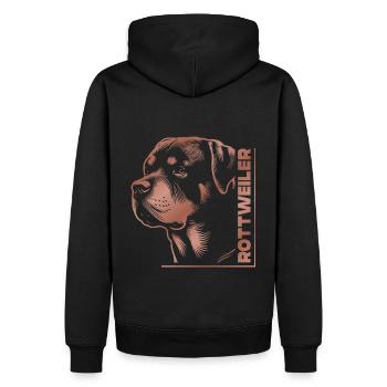 ROTTWEILER Zeichnung Kopf rosegold - Männer Premium Bio Hoodie - Schwarz - Hinten - Nico (187cm)