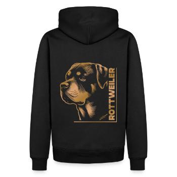 ROTTWEILER Zeichnung Kopf gold - Männer Premium Bio Hoodie - Schwarz - Hinten - Nico (187cm)