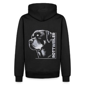 ROTTWEILER Zeichnung Kopf silber - Männer Premium Bio Hoodie - Schwarz - Hinten - Nico (187cm)