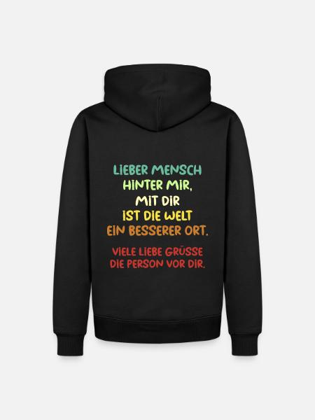 Lieber Mensch hinter mir - Männer Premium Bio Hoodie - Schwarz