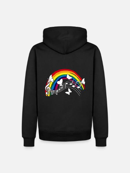 Schmetterlinge und Musik im Regenbogen - Männer Premium Bio Hoodie - Schwarz