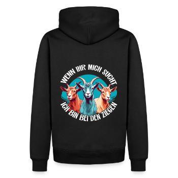 Wenn Ihr mich sucht - ich bin bei meinen Ziegen - Männer Premium Bio Hoodie - Schwarz - Hinten - Nico (187cm)
