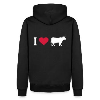 Kuh Kühe Herz I Love Bauernhof Bauer Landwirt Rind - Männer Premium Bio Hoodie - Schwarz - Hinten - Nico (187cm)