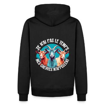 Je n'ai pas le temps - mes chèvres m'appellent - Sweat à capuche Premium bio Homme - noir - Dos - Nico (187cm)