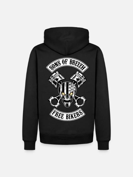Breizh Skull Bikers - Sweat à capuche Premium bio Homme - noir