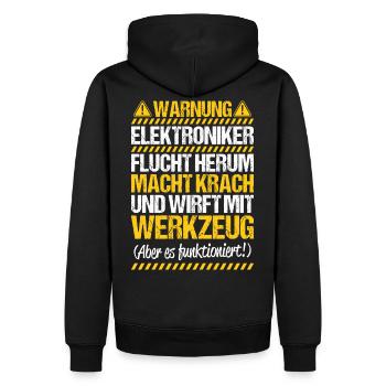 Elektroniker Elektriker Warnung Geschenk Elektro - Männer Premium Bio Hoodie - Schwarz - Hinten - Nico (187cm)