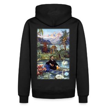 Da KINI. Bière, Bavière, drôle de chemise, Roi Ludwig - Sweat à capuche Premium bio Homme - noir - Dos - Nico (187cm)