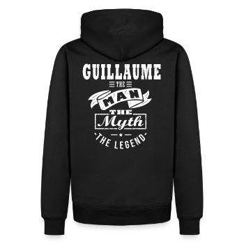 prénom Guillaume noel anniversaire personnalisé - Sweat à capuche Premium bio Homme - noir - Dos - Nico (187cm)