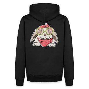 Hase mit Brille Rockabilly Geschenk süß - Männer Premium Bio Hoodie - Schwarz - Hinten - Nico (187cm)