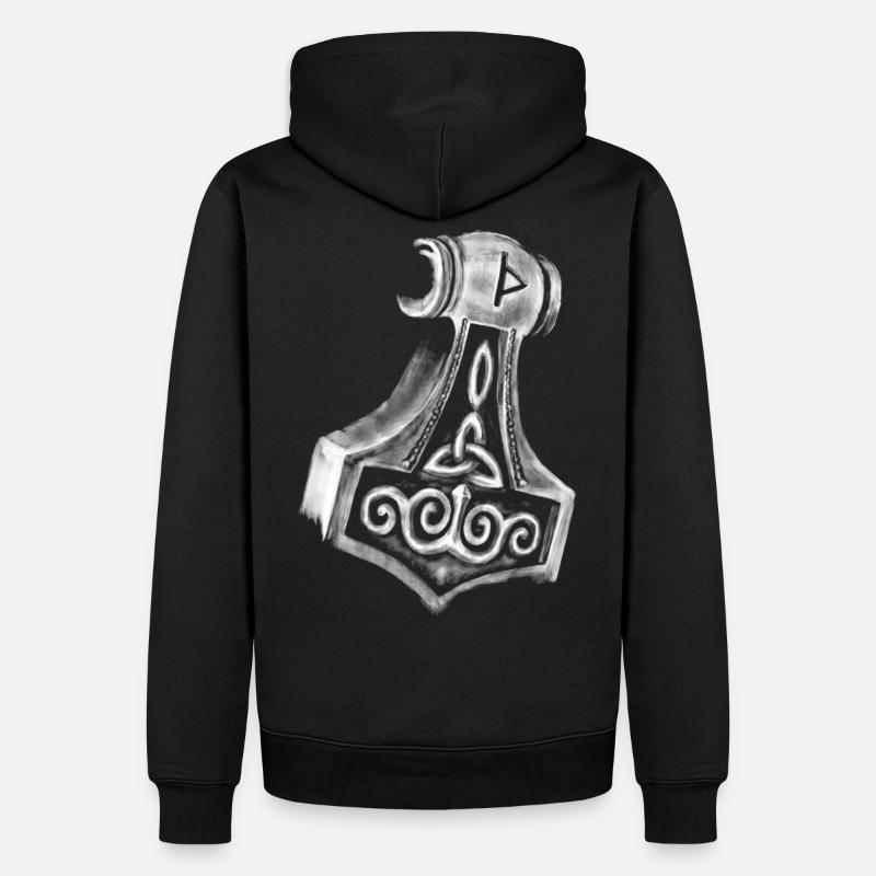Thor Hammer Mjölnir - Männer Premium Bio Hoodie - Schwarz