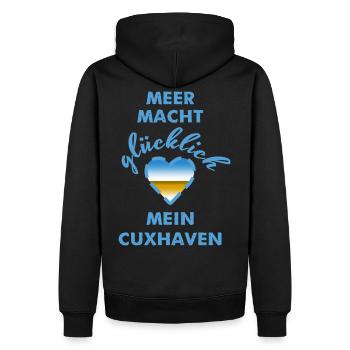 Cuxhaven - Männer Premium Bio Hoodie - Schwarz - Hinten - Nico (187cm)