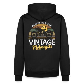 Vintage Biker Motorrad Geburtstagsgeschenk Mann - Männer Premium Bio Hoodie - Schwarz - Hinten - Nico (187cm)