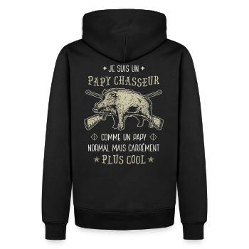 Papy Chasseur Cool Sanglier Chasse Grand Père papi - Sweat à capuche Premium bio Homme - noir - Dos - Nico (187cm)