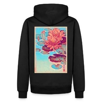Nénuphars Art japonais - Sweat à capuche Premium bio Homme - noir - Dos - Nico (187cm)