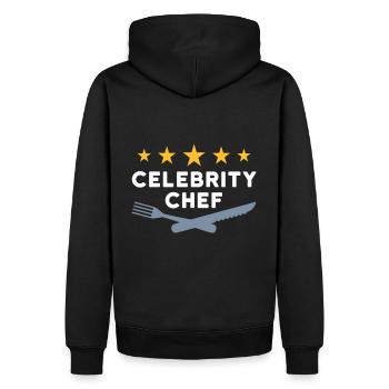 Celebrity chef (fünf Sterne, Gabel, Messer) - Männer Premium Bio Hoodie - Schwarz - Hinten - Nico (187cm)