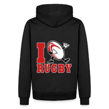 Ich liebe Rugby-Sport Rugby-Rugby-Spieler - Männer Premium Bio Hoodie - Schwarz - Hinten - Nico (187cm)