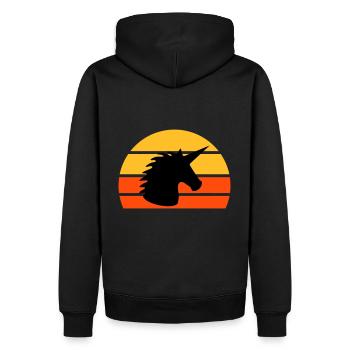 Unicorn in front of a half-sun - Men’s Premium Organic Hoodie - black - Back - Nico (187cm)