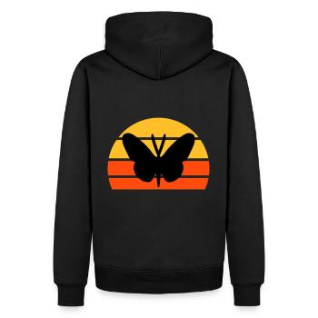 Schmetterling vor einer Halbsonne - Männer Premium Bio Hoodie - Schwarz - Hinten - Nico (187cm)