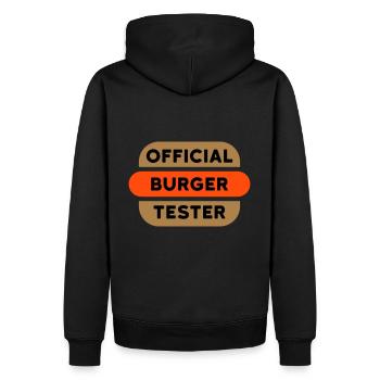 Testeur officiel de burger (burger avec garniture) - Sweat à capuche Premium bio Homme - noir - Dos - Nico (187cm)