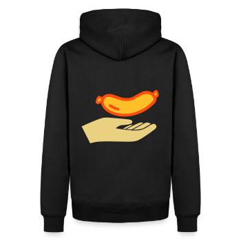 Saucisses à distribuer - Sweat à capuche Premium bio Homme - noir - Dos - Nico (187cm)