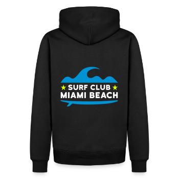 Surf club, Miami beach (vague, étoiles, planche de surf) - Sweat à capuche Premium bio Homme - noir - Dos - Nico (187cm)
