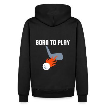 Né pour jouer au golf, clubs de golf, balle de golf, flammes - Sweat à capuche Premium bio Homme - noir - Dos - Nico (187cm)