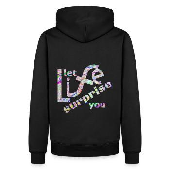 Laissez la vie vous surprendre! Super Spruch - super Design - Sweat à capuche Premium bio Homme - noir - Dos - Nico (187cm)