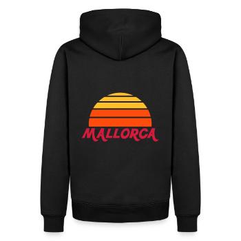 Mallorca (geteilte Halbsonne) - Männer Premium Bio Hoodie - Schwarz - Hinten - Nico (187cm)