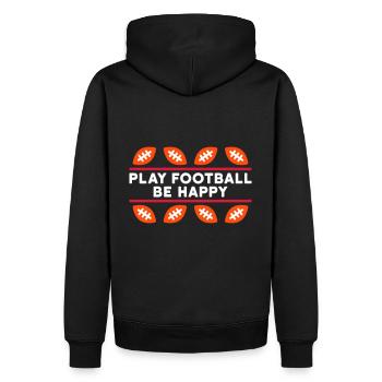 Play football, be happy (Spielbälle, Linien) - Männer Premium Bio Hoodie - Schwarz - Hinten - Nico (187cm)