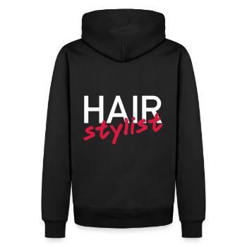Hairstylist (Schrift schräg) - Männer Premium Bio Hoodie - Schwarz - Hinten - Nico (187cm)