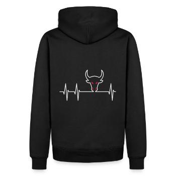 EKG und Stierkopf - Männer Premium Bio Hoodie - Schwarz - Hinten - Nico (187cm)