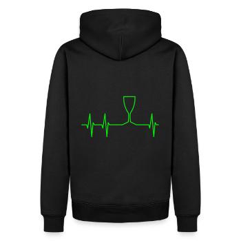 EKG und Weinglas - Männer Premium Bio Hoodie - Schwarz - Hinten - Nico (187cm)