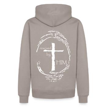 Sauvé par Lui - Sweat à capuche Premium bio Homme - taupe - Dos - Nico (187cm)