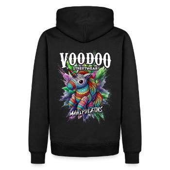 VooDoo "Manipulators" - Unicorn - Männer Premium Bio Hoodie - Schwarz - Hinten - Nico (187cm)