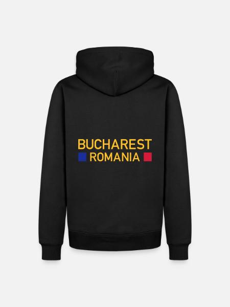 Bucharest, Romania (two squares) - Men’s Premium Organic Hoodie - black