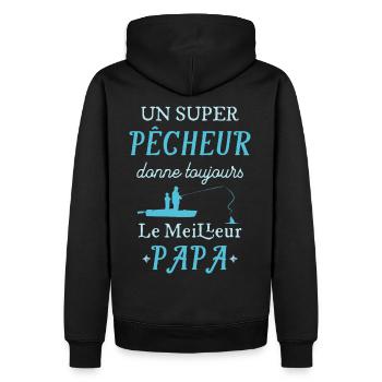 Super Papa Pêcheur Meilleur Cadeau Fete Des Peres - Sweat à capuche Premium bio Homme - noir - Dos - Nico (187cm)