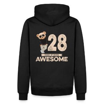 28 ans d’être un ours en peluche génial - Sweat à capuche Premium bio Homme - noir - Dos - Nico (187cm)