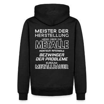 Metallbauer/Metallbau/Schlosser/Schmied/Handwerk - Männer Premium Bio Hoodie - Schwarz - Hinten - Nico (187cm)