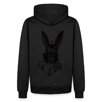 Mädchen in einer Hasenmaske - Männer Premium Bio Hoodie - Schwarz - Hinten - Nico (187cm)