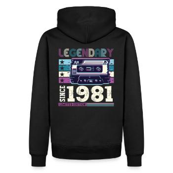 Légendaire 1981 41st Birthday Gift Hommes - Fun - Sweat à capuche Premium bio Homme - noir - Dos - Nico (187cm)