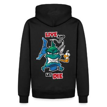 Live and let die - Predatory fish angler funny saying - Men’s Premium Organic Hoodie - black - Back - Nico (187cm)