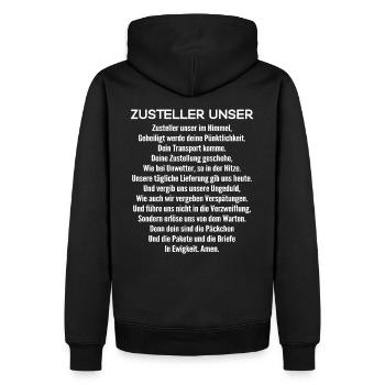 Zusteller/Briefträger/Paketzusteller/Vaterunser - Männer Premium Bio Hoodie - Schwarz - Hinten - Nico (187cm)