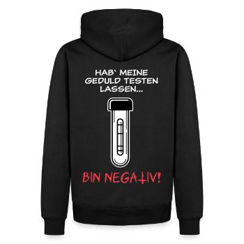 Geduld Negativ - hell - Männer Premium Bio Hoodie - Schwarz - Hinten - Nico (187cm)