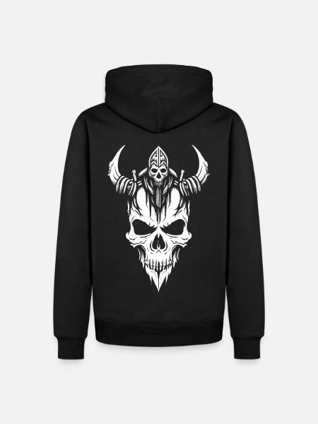 Wikinger Schädel - Männer Premium Bio Hoodie - Schwarz