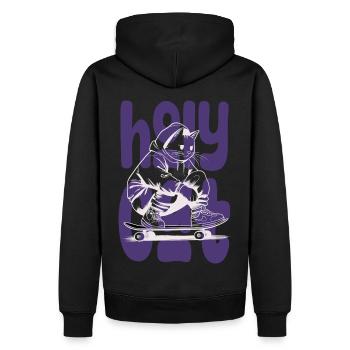 kawaii holycat, le chat biblique skater - Sweat à capuche Premium bio Homme - noir - Dos - Nico (187cm)