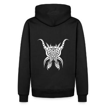 Goa/ Psywear Shamanic Hornet - Männer Premium Bio Hoodie - Schwarz - Hinten - Nico (187cm)