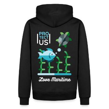 Tortues de mer et poissons, conservation de la nature - Sweat à capuche Premium bio Homme - noir - Dos - Nico (187cm)