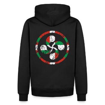 Lauburu von Euskadi. Baskenland. Ikurriña - Männer Premium Bio Hoodie - Schwarz - Hinten - Nico (187cm)