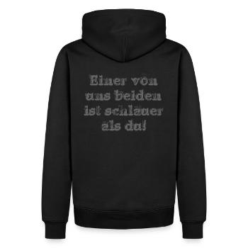einer von uns beiden ist schlauer als du - Männer Premium Bio Hoodie - Schwarz - Hinten - Nico (187cm)